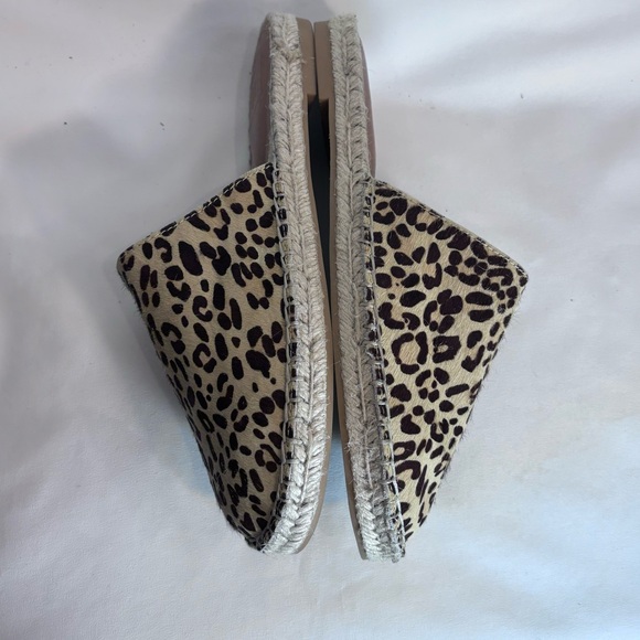 GAP Sz 9 Slides Leopard Print Espadrilles Slip On Slides Pony Hair Flats - Picture 7 of 9